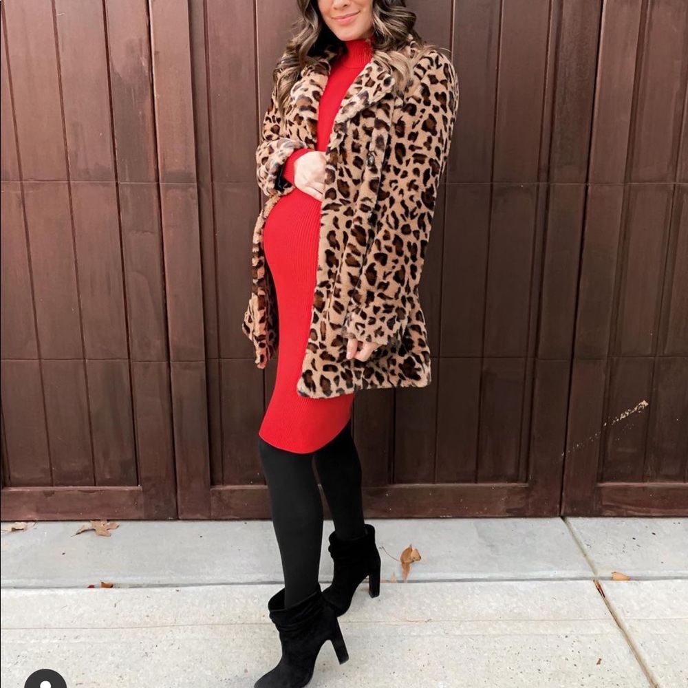 Fur leopard coat